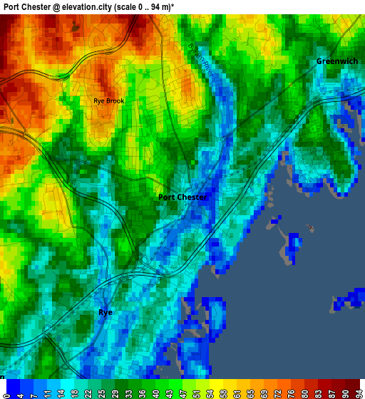 Port Chester elevation map