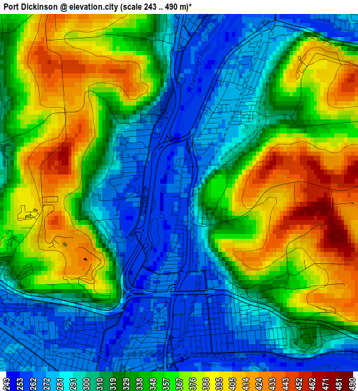 Port Dickinson elevation map