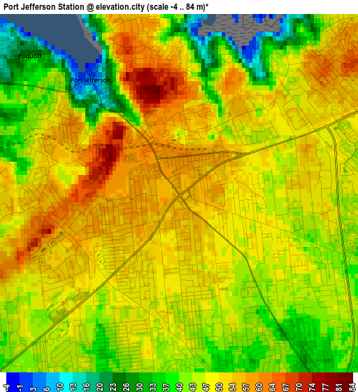 Port Jefferson Station elevation map