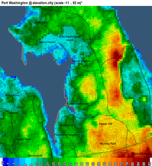 Port Washington elevation map