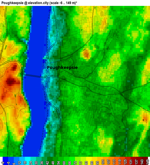 Poughkeepsie elevation map