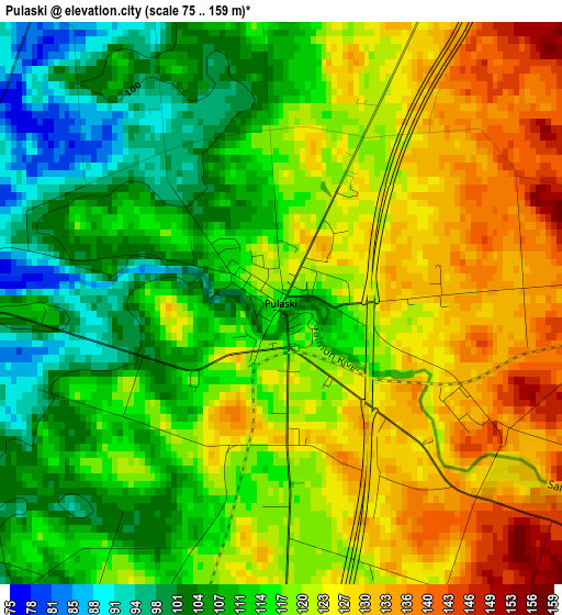 Pulaski elevation map