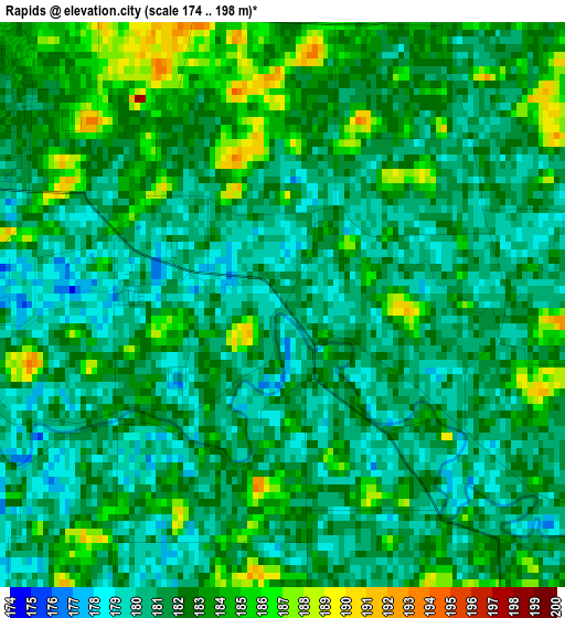 Rapids elevation map