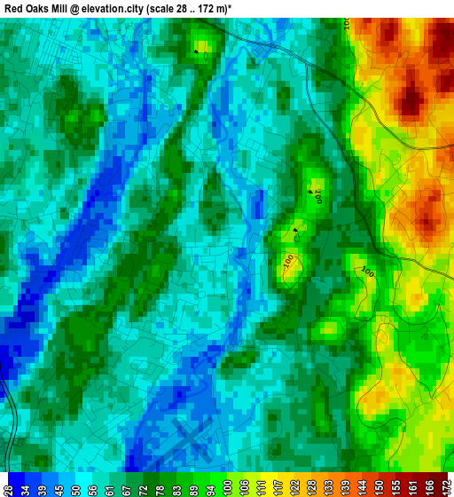 Red Oaks Mill elevation map