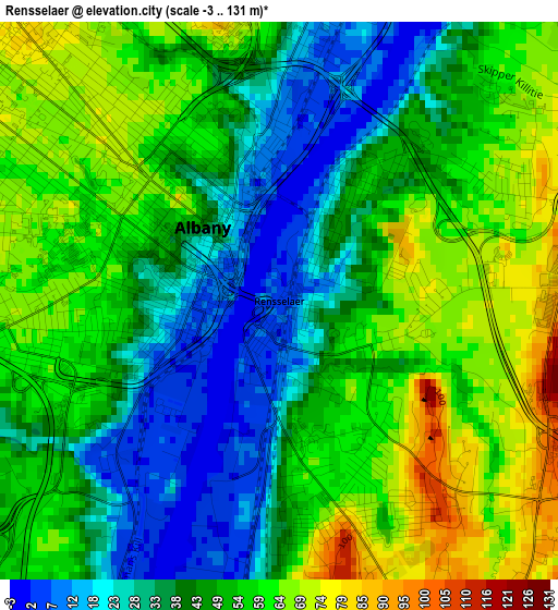 Rensselaer elevation map