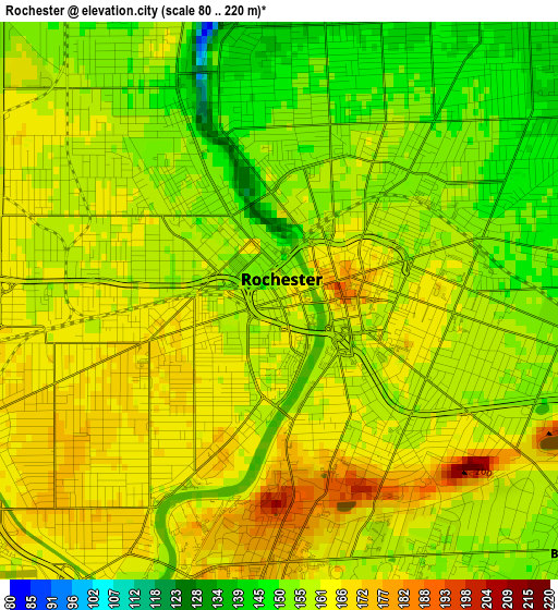 Rochester elevation map
