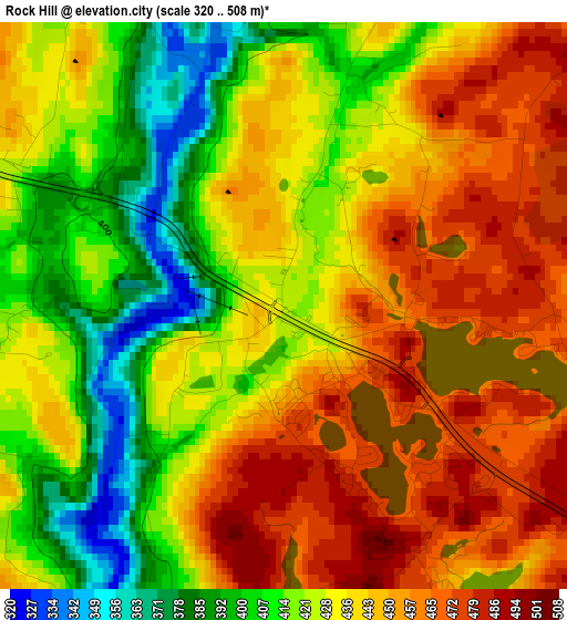 Rock Hill elevation map