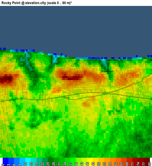 Rocky Point elevation map