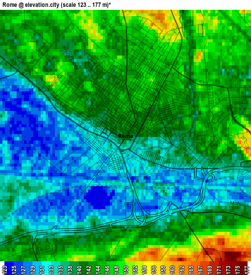 Rome elevation map