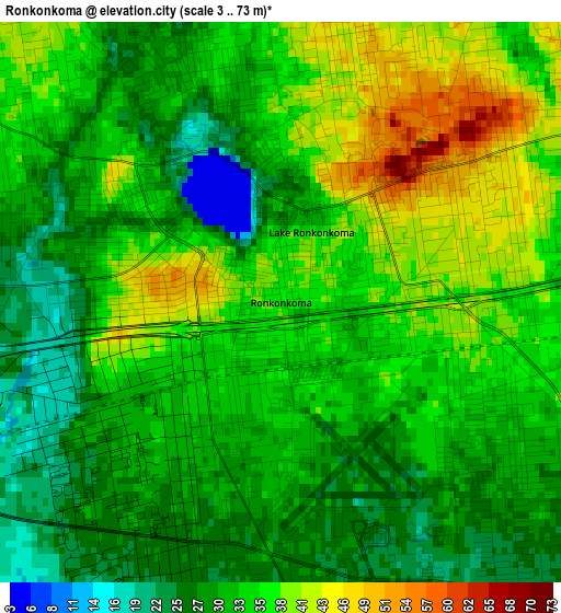 Ronkonkoma elevation map