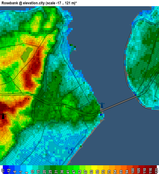 Rosebank elevation map