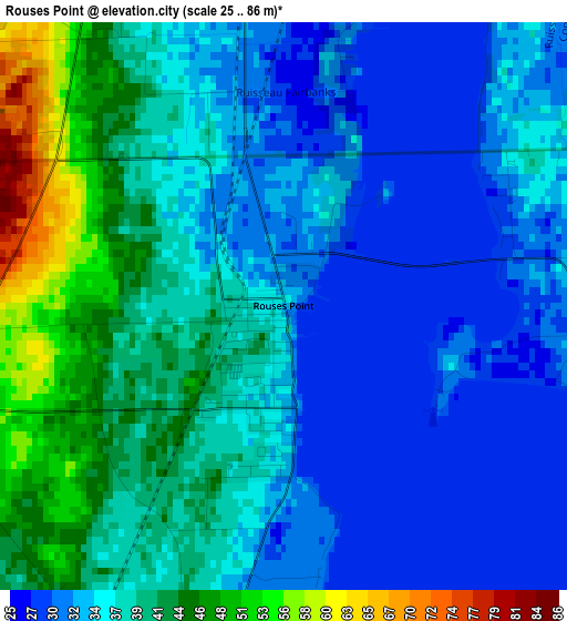 Rouses Point elevation map