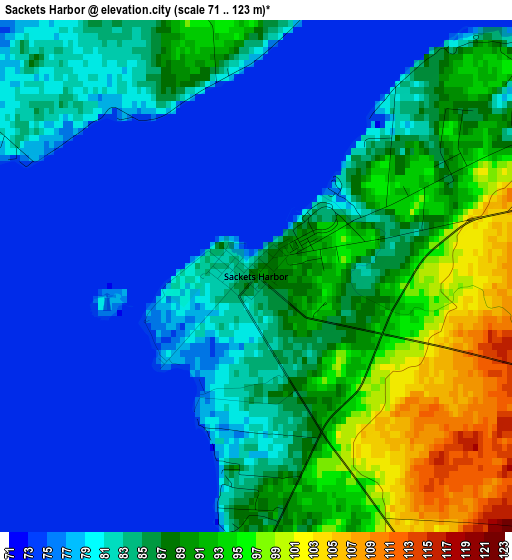 Sackets Harbor elevation map