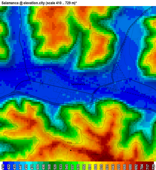 Salamanca elevation map