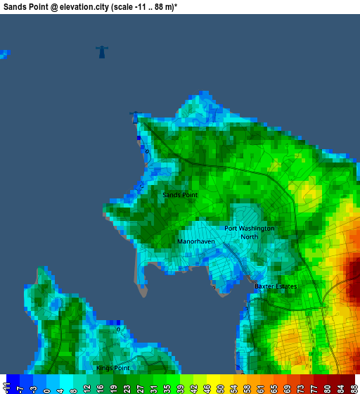 Sands Point elevation map