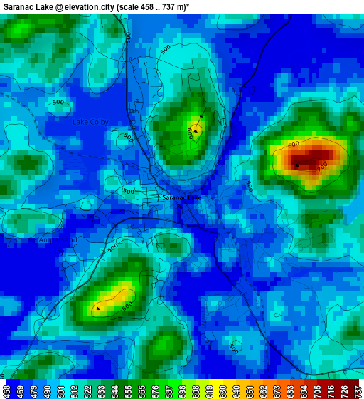 Saranac Lake elevation map