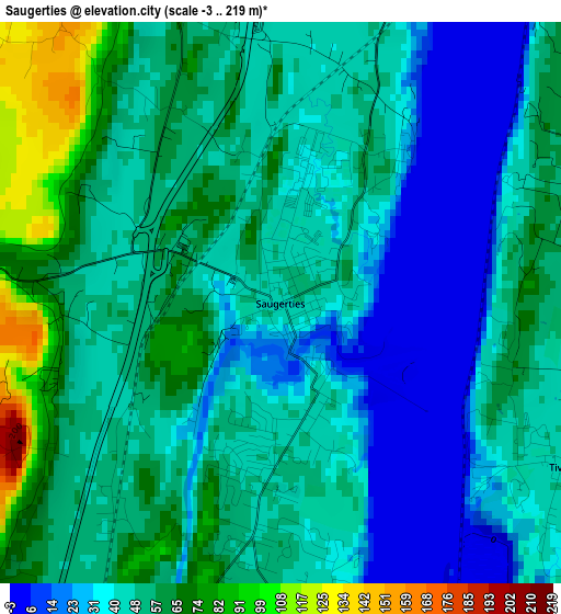 Saugerties elevation map