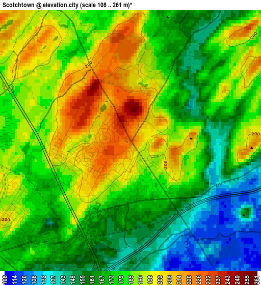 Scotchtown elevation map