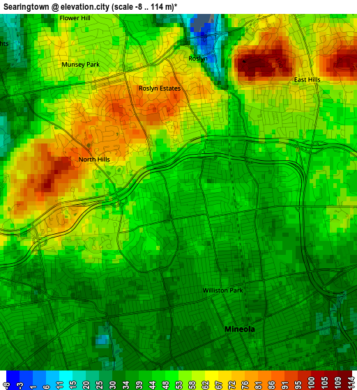 Searingtown elevation map