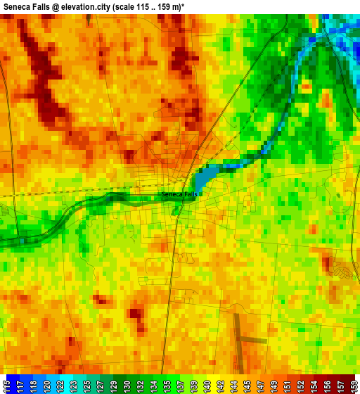 Seneca Falls elevation map