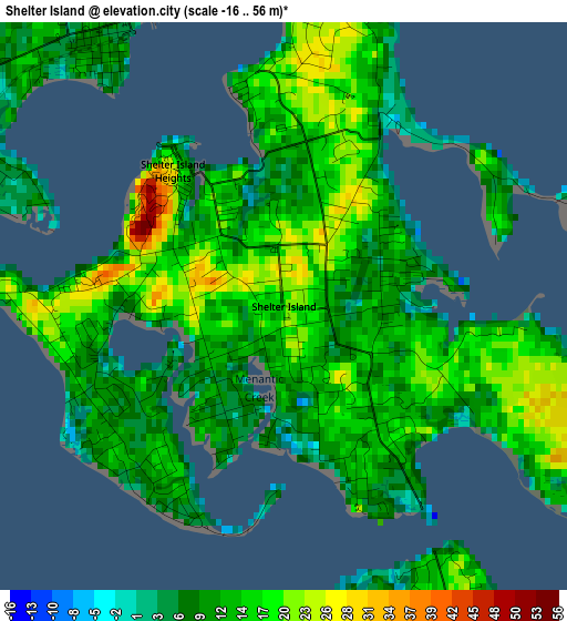 Shelter Island elevation map