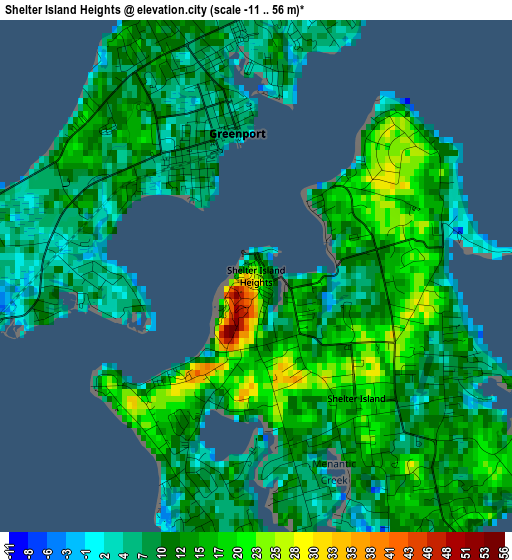 Shelter Island Heights elevation map