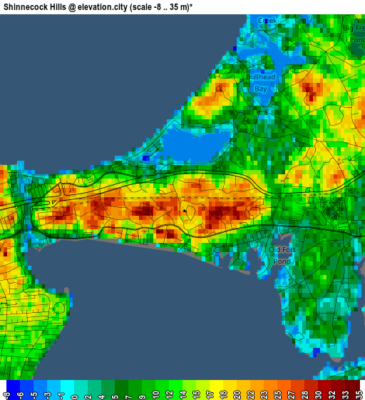 Shinnecock Hills elevation map