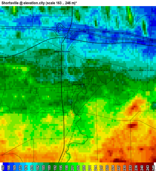 Shortsville elevation map