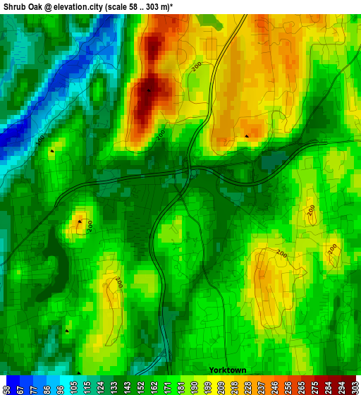 Shrub Oak elevation map