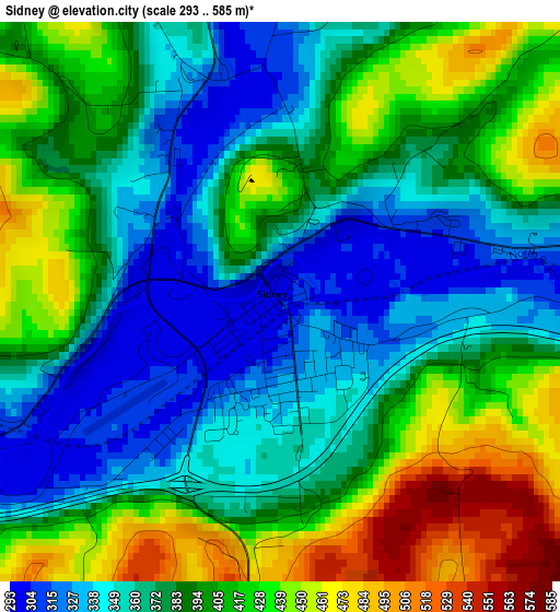 Sidney elevation map