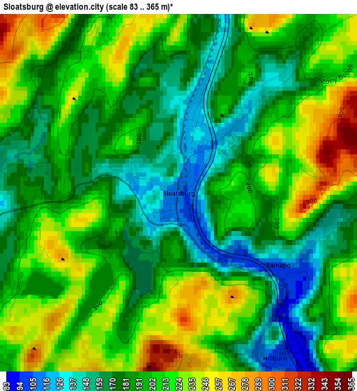 Sloatsburg elevation map