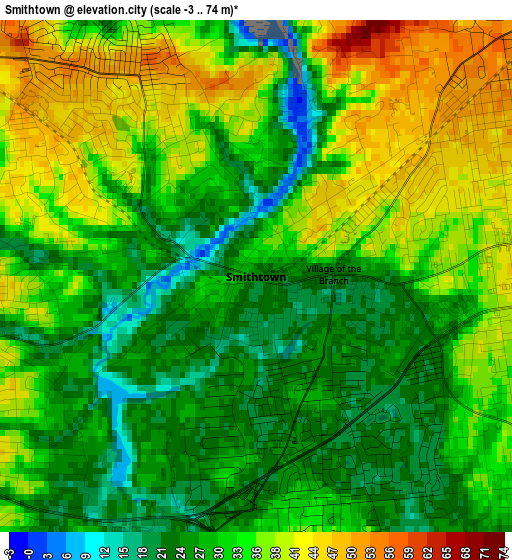 Smithtown elevation map