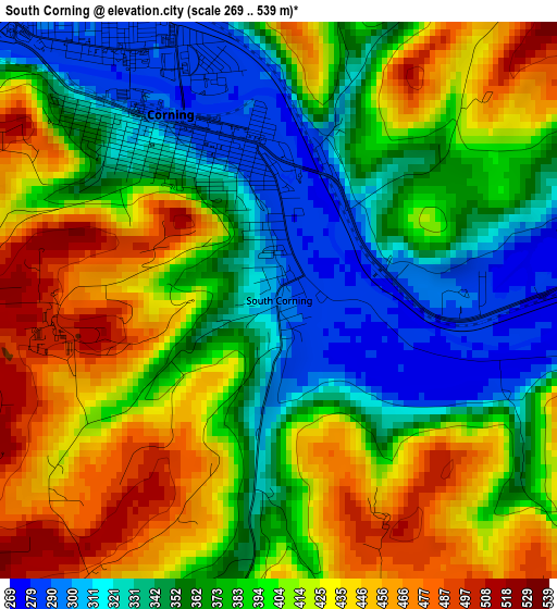 South Corning elevation map