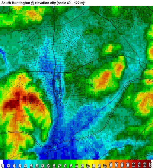 South Huntington elevation map