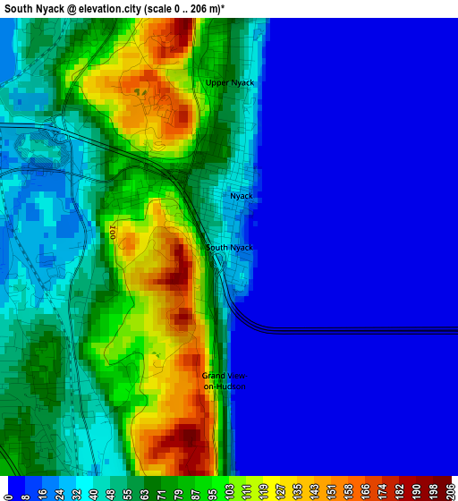 South Nyack elevation map