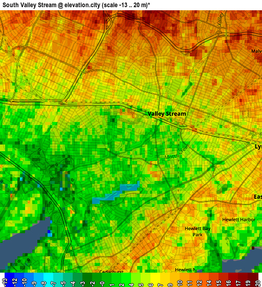 South Valley Stream elevation map