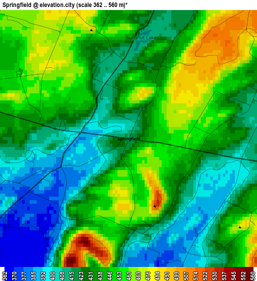 Springfield elevation map