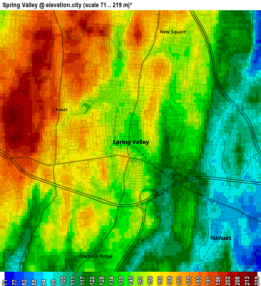 Spring Valley elevation map