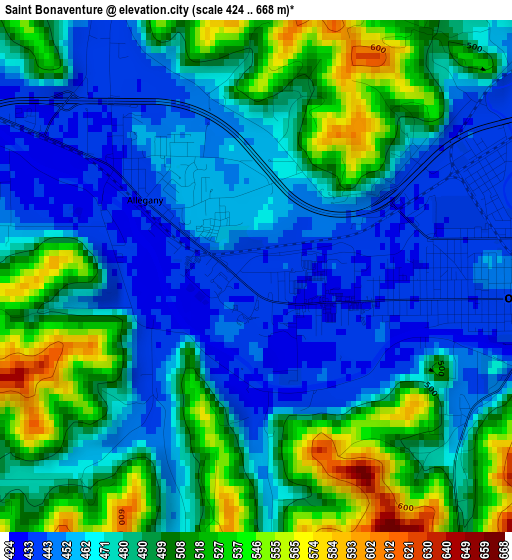 Saint Bonaventure elevation map