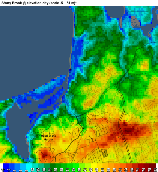 Stony Brook elevation map