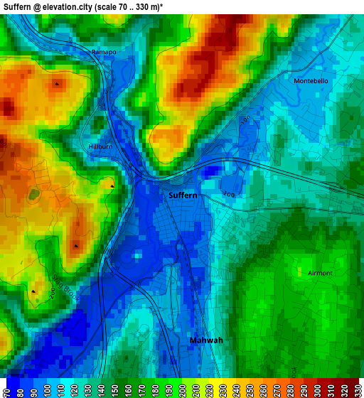 Suffern elevation map