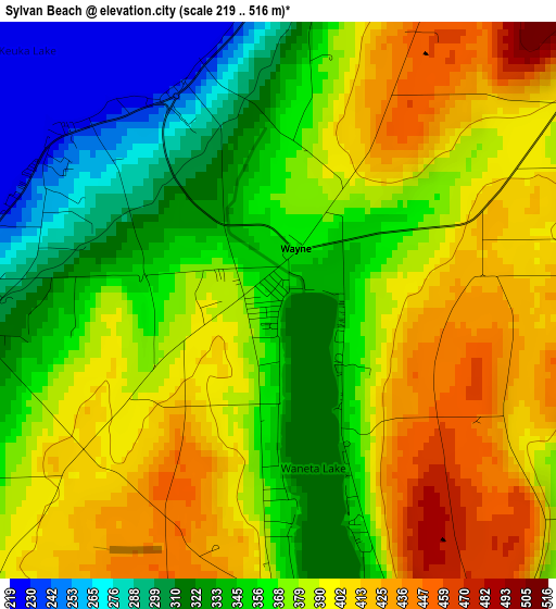 Sylvan Beach elevation map