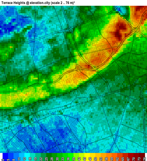 Terrace Heights elevation map