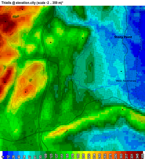 Thiells elevation map