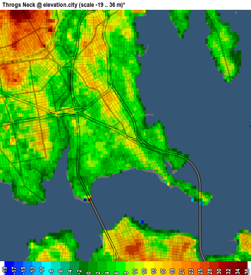 Throgs Neck elevation map