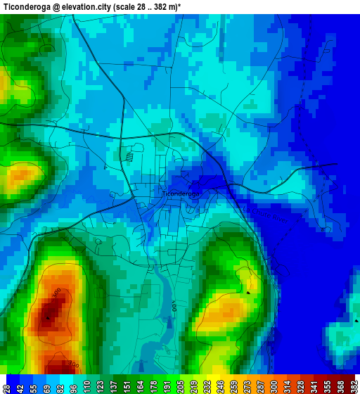 Ticonderoga elevation map
