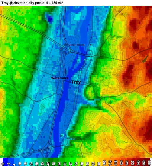 Troy elevation map