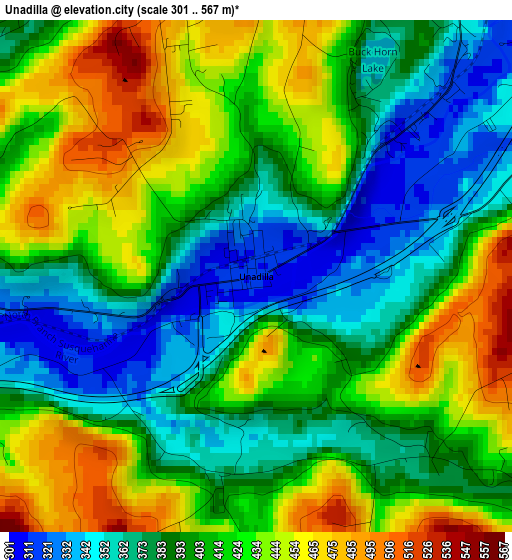 Unadilla elevation map