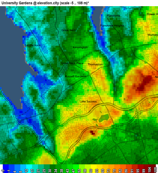 University Gardens elevation map