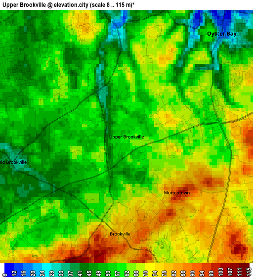 Upper Brookville elevation map